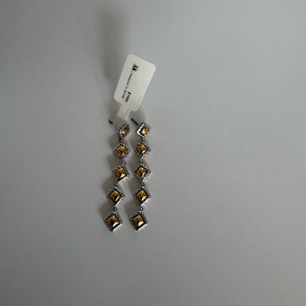 18k 2-Tone Station Earrings - Picture 8 of 9